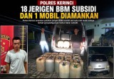 Pelangsir Pertalite Dibekuk, Satreskrim Polres Kerinci Sita 18 Jerigen BBM dan Tiga Kendaraan