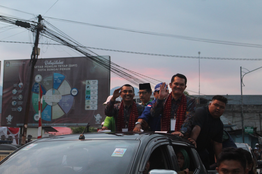 Usai Konvoi Dengan Ribuan Massa Antos -Lendra Ucapkan Terimakasih Kepada masyarakat kota sungai penuh,