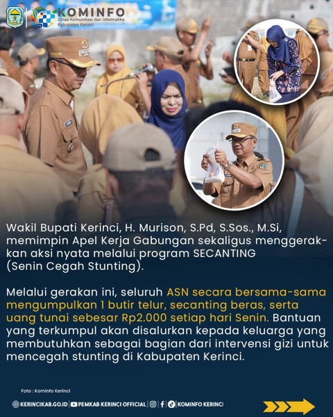 Wabup Murison Pimpin Apel Gabungan, Gerakkan ASN Kerinci Sukseskan Program SECANTING Cegah Stunting