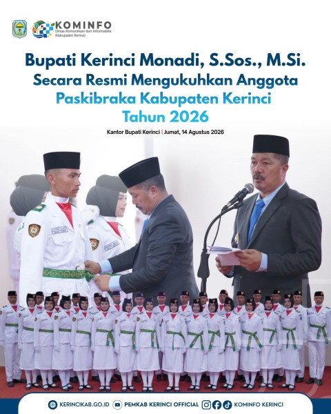 Paskibraka Kerinci 2026 Dikukuhkan, Siap Kibarkan Merah Putih di HUT ke-81 RI