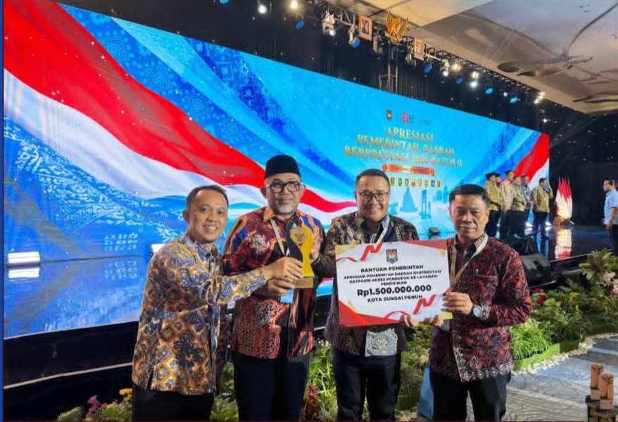 Sungai Penuh Raih Terbaik II Regional Sumatera, Dapat Insentif Fiskal Rp1,5 Miliar