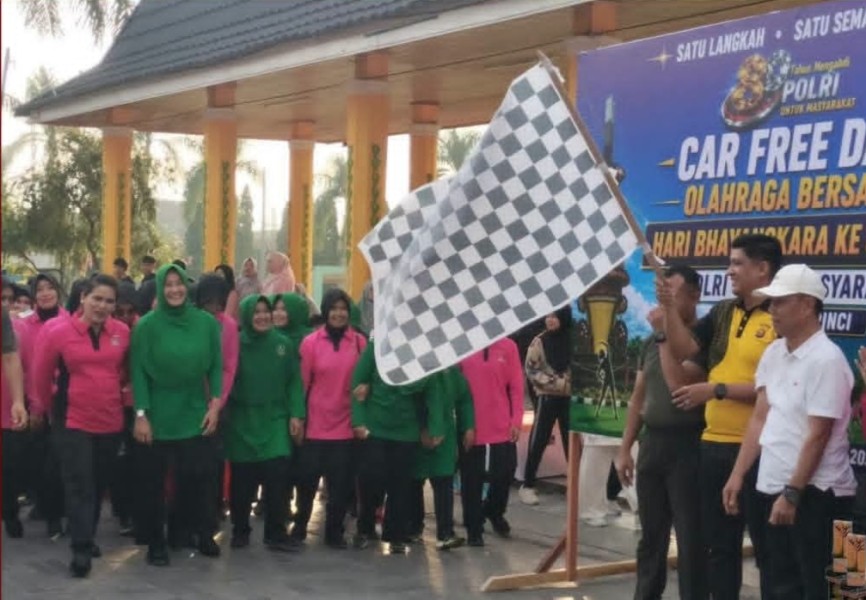 Semarak Hari Bhayangkara ke-80, Sekda Alpian Hadiri Car Free Day dan Olahraga Bersama Polres Kerinci