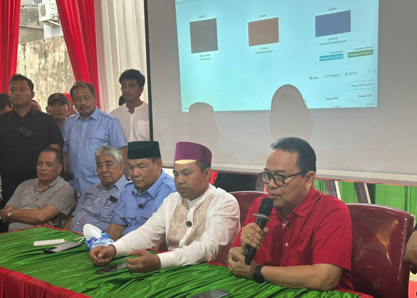 Paslon Gubernur Nomor 1 Abdul Wahid-SF. Hariyanto Deklarasi Kemenangan Pasca Unggul Versi Hitung Cepat LSI Denny JA