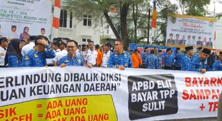 Heboh !, Unras ASN Rohil Tuntut Tukin dan TPP Segera Di Bayar Pemerintah Daerah