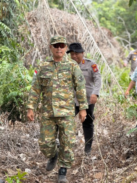 Wabup Pelalawan Bersama Kapolres Turun Langsung Padamkan Karhutla di Teluk Binjai