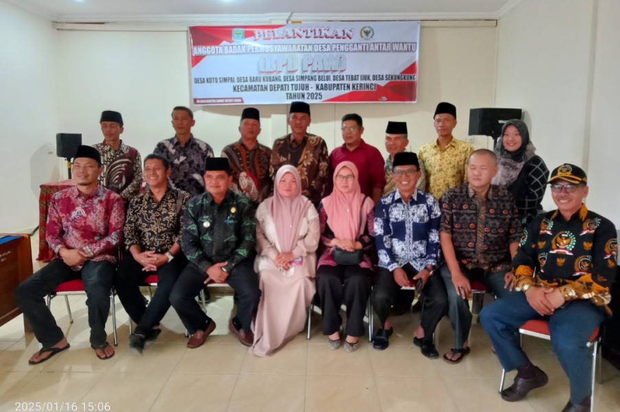 Camat Depati Tujuh Lantik 7 Anggota BPD Pergantian Antar Waktu