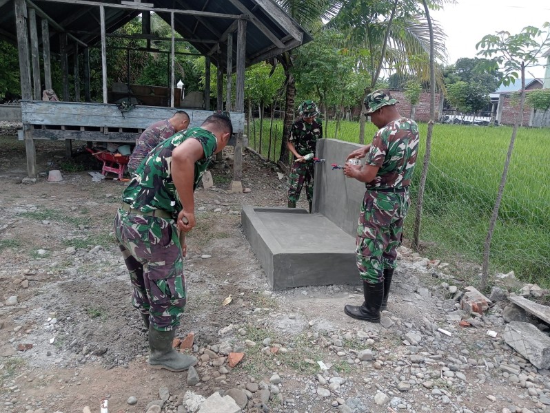 TMMD ke-129 Kodim 0102/Pidie Rampungkan Tempat Wuduk, Lengkapi Fasilitas Sumur Bor dan MCK di Lhok Panah