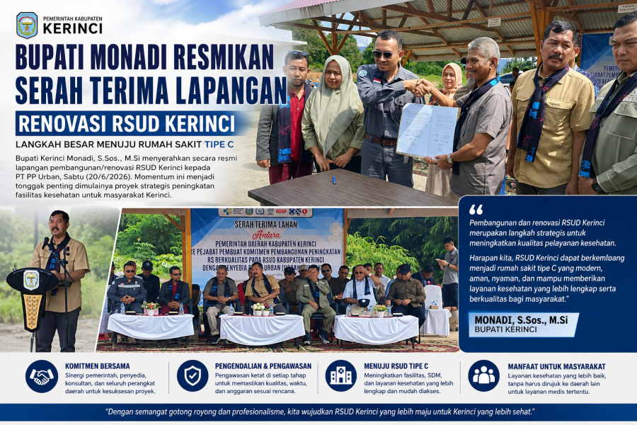 Bupati Monadi Resmikan Serah Terima Lapangan Renovasi RSUD Kerinci, Langkah Besar Menuju Rumah Sakit Tipe C