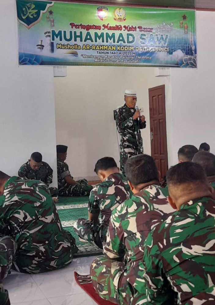 Gelar Maulid Nabi 1447 H Kodim 0417/Kerinci, Meneladani Akhlak Rasulullah Mewujudkan Persatuan dan Kedamaian