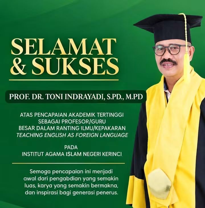 Dari Kampung ke Puncak Akademik, Dr Toni Indrayadi Raih Guru Besar Bahasa Inggris
