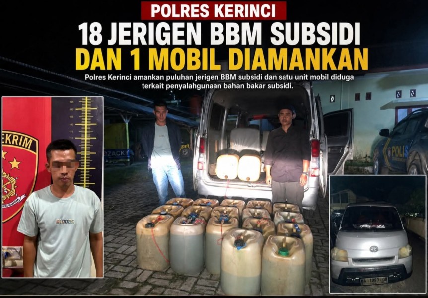 Pelangsir Pertalite Dibekuk, Satreskrim Polres Kerinci Sita 18 Jerigen BBM dan Tiga Kendaraan