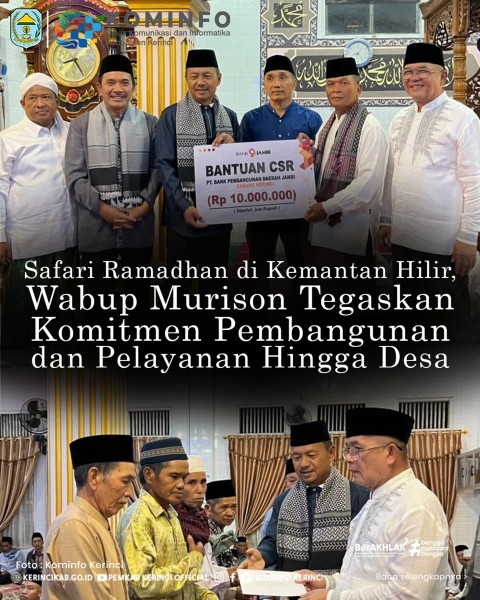 Safari Ramadhan di Kemantan Hilir, Wabup Murison Serahkan Santunan dan Bantuan Rp10 Juta untuk Masjid At-Taqwa
