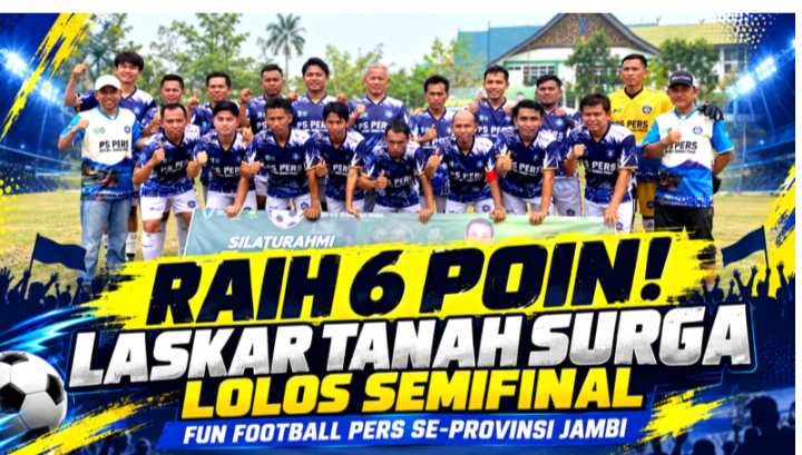 Dua Kali Menang, Laskar Tanah Surga Kunci Tiket Semifinal Fun Football Pers Jambi
