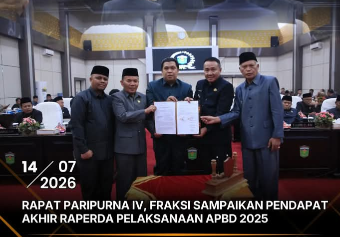 DPRD Sungai Penuh Setujui Raperda Pertanggungjawaban APBD 2025, Soroti Efektivitas Program dan Pengelolaan Anggaran